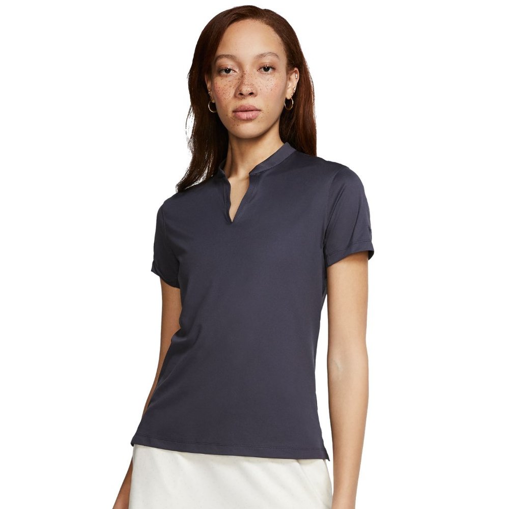 Nike Women's Short Sleeve Notch Collar Top — Charcoal